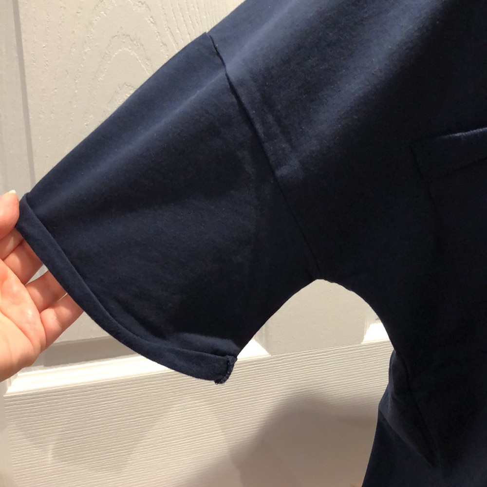 36. YESNO | NWT Navy Short Sleeve Tee with Pocket Square and Girl Graphic - Picture 8 of 8
